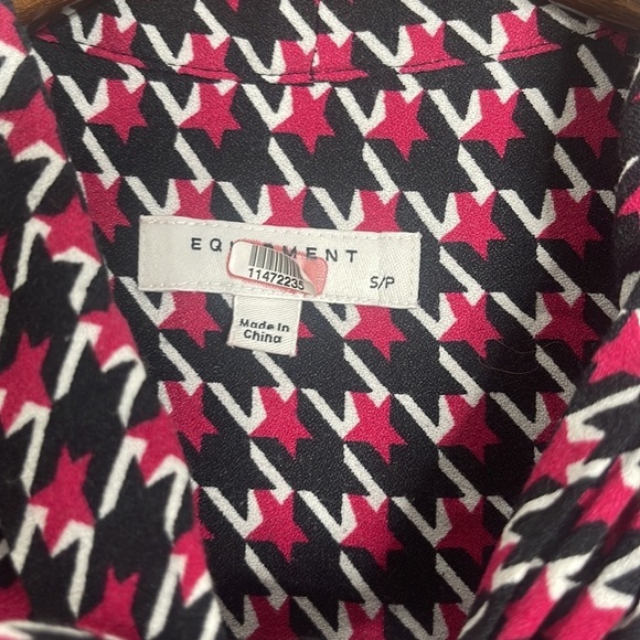EQUIPMENT FEMME - LUIS BLOUSE STAR in red black white long sleeve + Tie Size SP - Picture 3 of 9